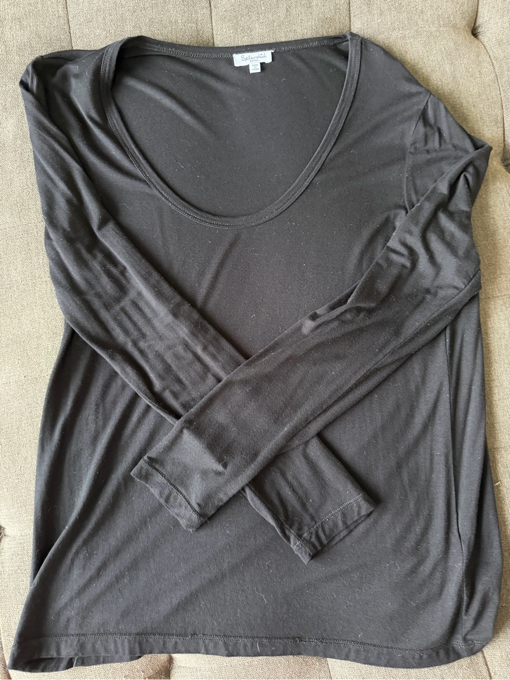 Splendid Black Scoop Neck Long Sleeve Top